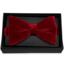 Mens Red Velvet Pre-tied Bowtie 