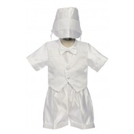 Infant Baby White Baptism Christening Short Outfit