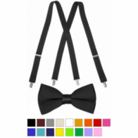 Boy's Suspenders and Bow Tie Set Wedding Colors