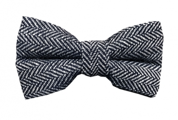 Mens Rustic Tweed Pre-tied Bowtie Black and White