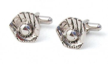 Baseball Glove and Ball Cufflinks Silver finish