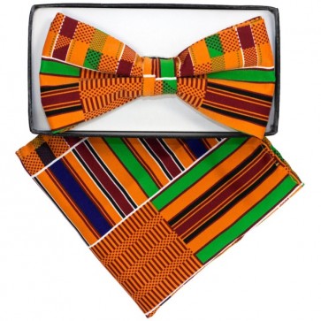 Bow Tie Kente Cloth African Patterned Pre Tied Bow Tie For Kwanzaa