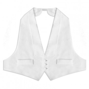 Tuxedo Vest Mens White Pique Backless Vest Only
