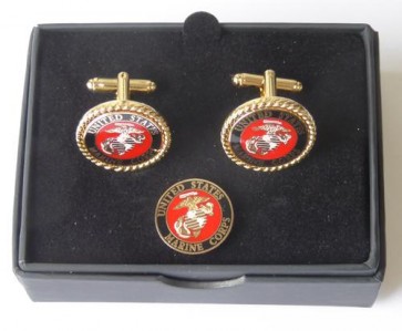 US Marines Corp Cuff Links and Lapel Pin Tie Tack