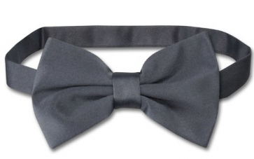 Satin Charcoal Pre Tied Bowtie Mens