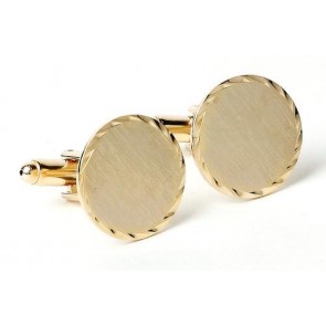 Cufflinks ROUND BRUSHED Cuff Links Gold