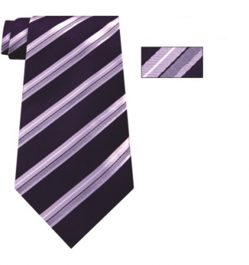 Mens Lavender, Purple and White Striped Skinny Necktie