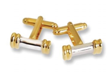 Dumbbells Silver with gold Trim Cufflinks