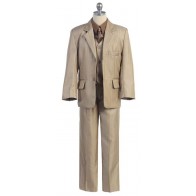 Clearance Boys Khaki Stripe 5-Piece Suit Infant Toddler Teen-