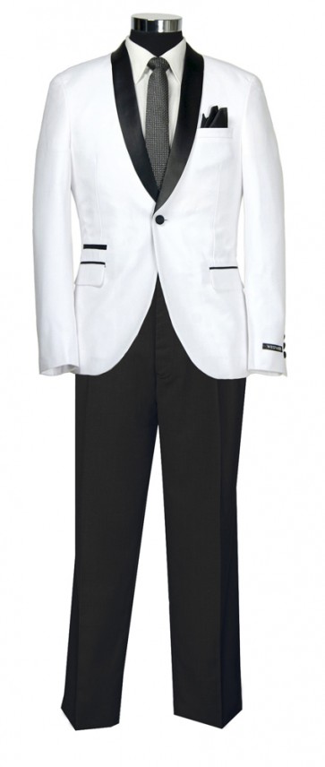 White and Black One Button Shawl Lapel Tuxedo