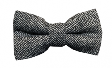 Mens Rustic Tweed Pre-tied Bowtie Black and Grey