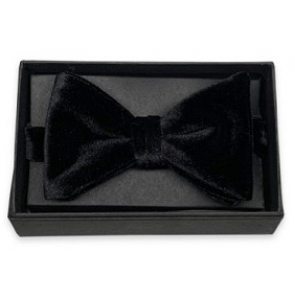Mens Black Velvet Pre-tied bowtie- Holiday Apparel