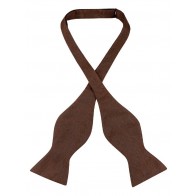 Mens Paisley Satin Self tie Bowtie Chocolate Brown