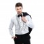 White and Black Slim Fit Ruffle Tuxedo Shirt