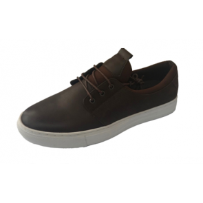 Mens Brown Athelic Shoes with White Soles