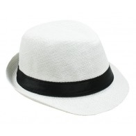 Boys White Fedora Hat with Black Band
