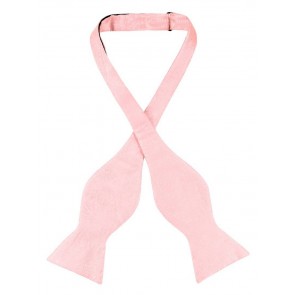 Mens Paisley Satin Self tie Bowtie Rose Pink