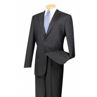 Mens Charcoal Windowpane Two Button Suit