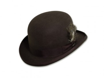 Wool Felt Chocolate Brown Derby Hat