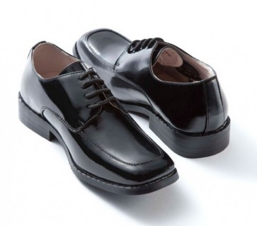 Boys Tuxedo Shoes BLACK Square Toe