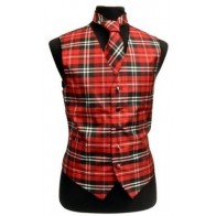 Plaid Tartan Christmas Vest and Tie Black Red And White