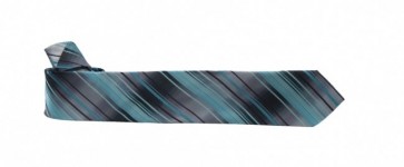 Teal Gray and Navy Stripe Skinny Necktie
