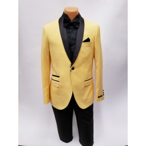 Yellow with Black Shawl Lapel One Button Tuxedo- Prom 2019 - Wedding
