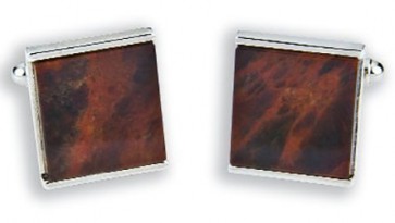 Genuine Chocolate Obsidian Stone Square Cufflinks