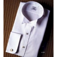 Tuxedo Shirt WHITE WING Collar 100% Cotton Pique French Cuff