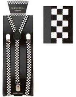Black and White Checkered Thin Suspenders