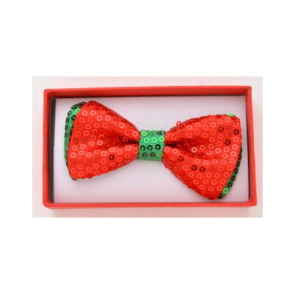 Kids Red and Green Sequin Pre-Tied Bow Tie- Boys-Girls