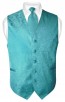 Mens Paisley Tone On Tone Turquoise Vest with Tie Set