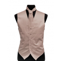 Satin Peark Pink Blush Vest & Self Tie Necktie Set 