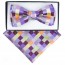 Boys Light Purple Checkered Pattern Bowtie and pocket square