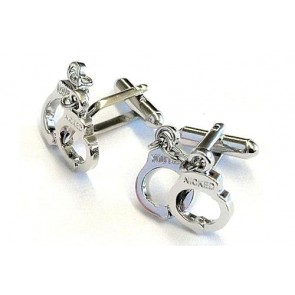 Hand Cuff Design Cufflinks Silver FInish