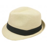 Ivory Fedora Hat with Black Band