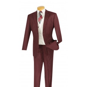 Church Suit Gangster Stripe  Three Piece Single Breasted Notch Lapel Prom Suit
