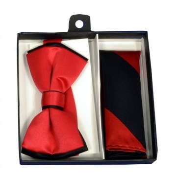 Bow Tie and Pocket Square Dual Color Bowtie Set