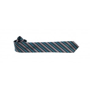 Royal Blue Black and White Stripe Skinny Necktie