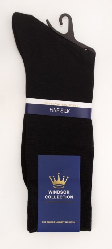 Mens Black Dress Socks Luxury Fine Silk