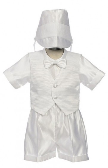Infant Baby White Baptism Christening Short Outfit