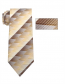 Mens Beige and Brown Striped Skinny Necktie with Matching Pocket Square