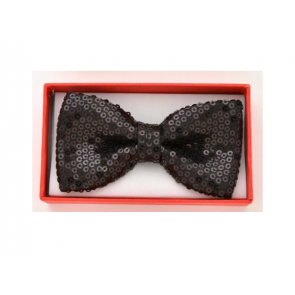 Kids Black Sequin Pre-Tied Bow Tie- Boys-Girls