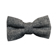 Mens Rustic Tweed Pre-tied Bowtie Black and Grey