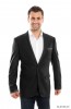 Mens Black Linen Sports Coat Peak Lapel- Coat Only