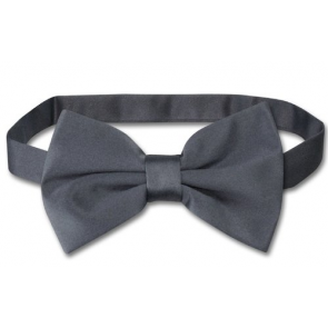 Satin Charcoal Pre Tied Bowtie Mens