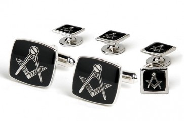 Cufflinks Studs Masonic Stylized Protractor Formal Set