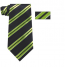 Mens Black and Green Striped Skinny Necktie