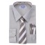 Boys Silver Dress Shirt Tie and Hanky Set