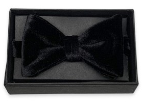Mens Black Velvet Pre-tied bowtie- Holiday Apparel